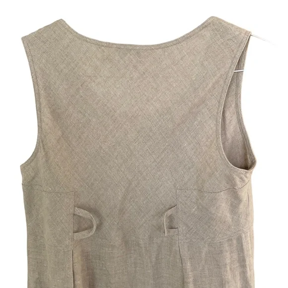 Ann Taylor Maxi Dress Linen Color Beige     Size 10 Made in USA open to the side - Picture 4 of 6